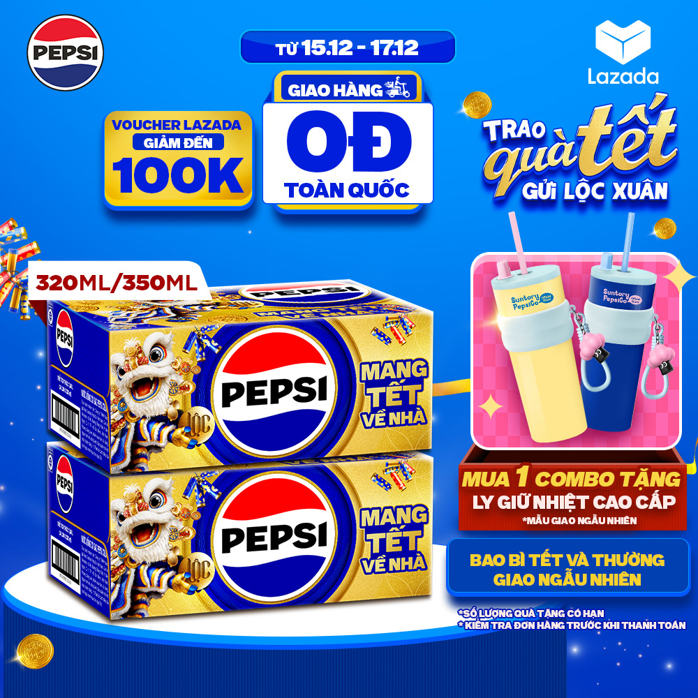   SALE 15.12  Combo 2 Thùng Pepsi lon  320ml lon hoặc 350ml lon  
