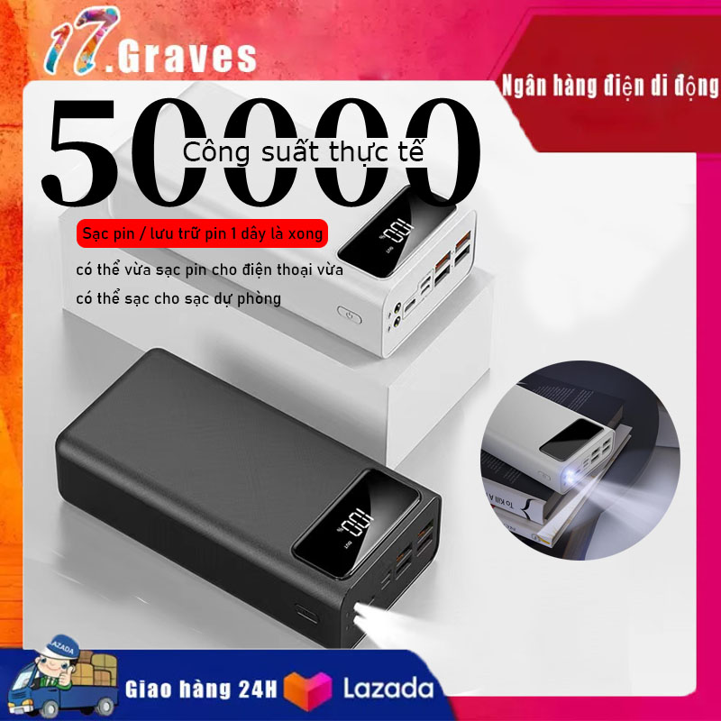 [PIN SIÊU LỚN - SẠC SIÊU]chính hãng Sạc Dự Phòng chất lượng cao cao cấp 40000mah,50000mAh, 4 cổng sạc đầu vào, 3 cổng sạc đầu ra, hỗ trợ sạc nhanh, ngân hàng dự trữ năng lượng lớn, màn hình LED hiển thị sắc nét .Power bank tích hợp đèn pin