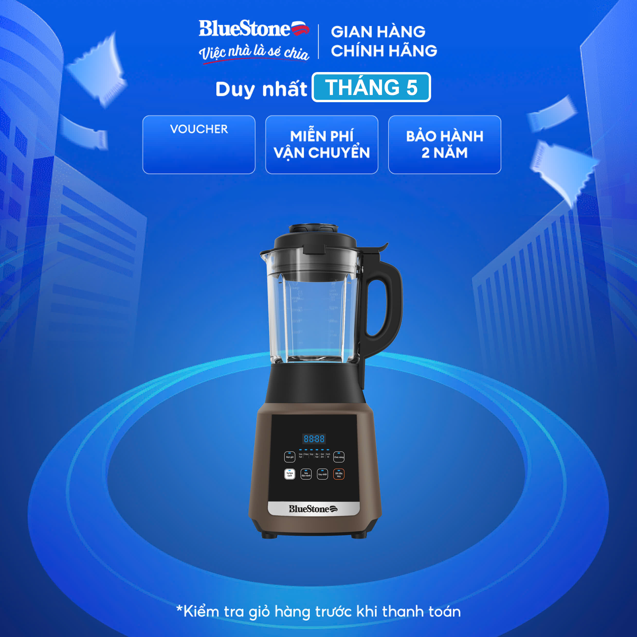 Máy xay đa năng BlueStone BLB-6031 - Dung tích 1.75L, Cối thủy tinh Borosilicate