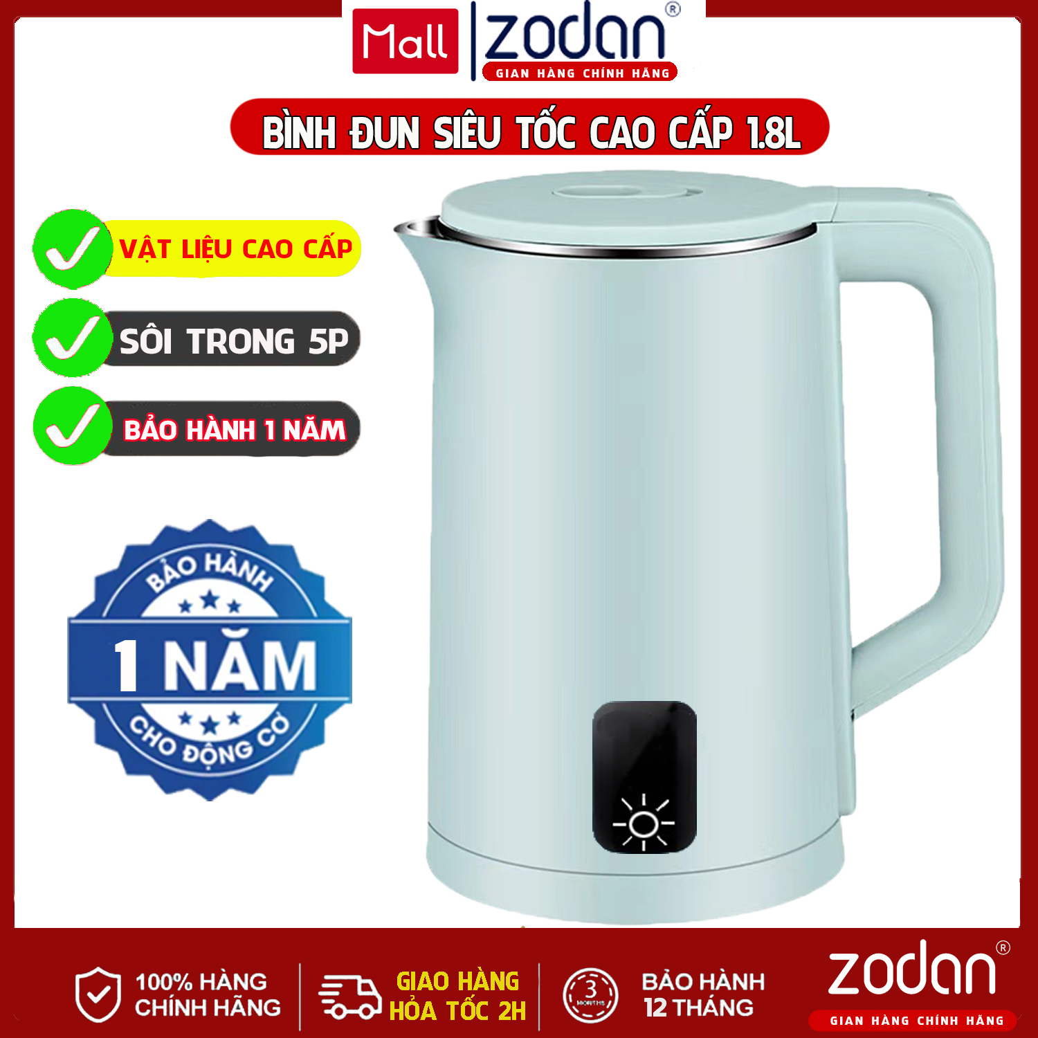 [ĐANG LIVE] Ấm đun siêu tốc, Bình đun nước siêu tốc 2.3L - Bảo Hành 1 Năm