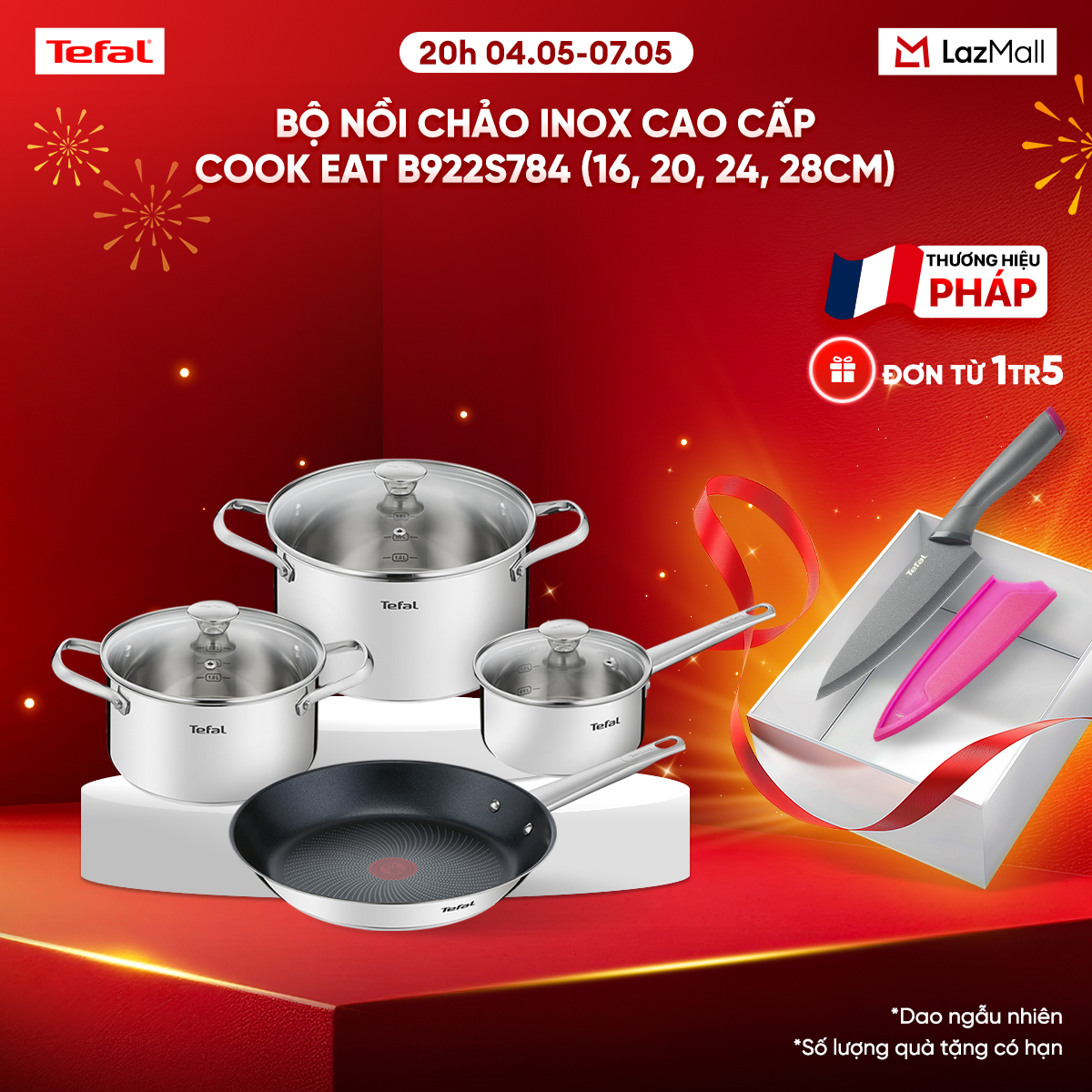 Bộ nồi chảo Inox 18/10  chống dính cao cấp Cook Eat B922S784