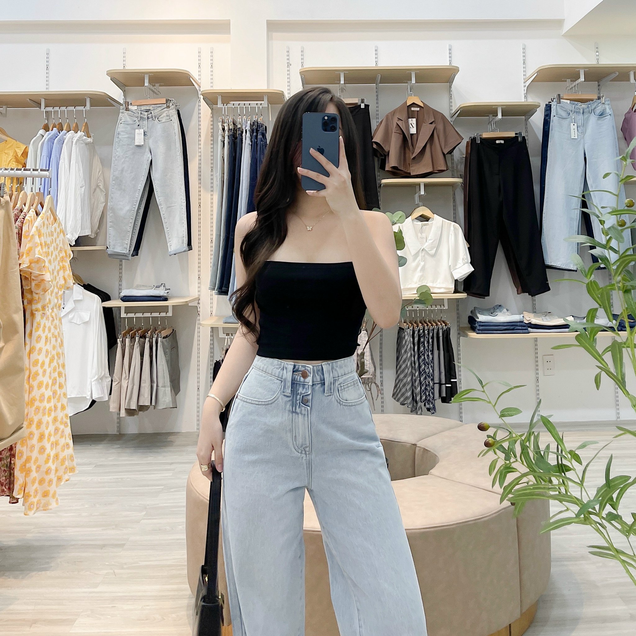 Zareen | áo ống oal02 đen