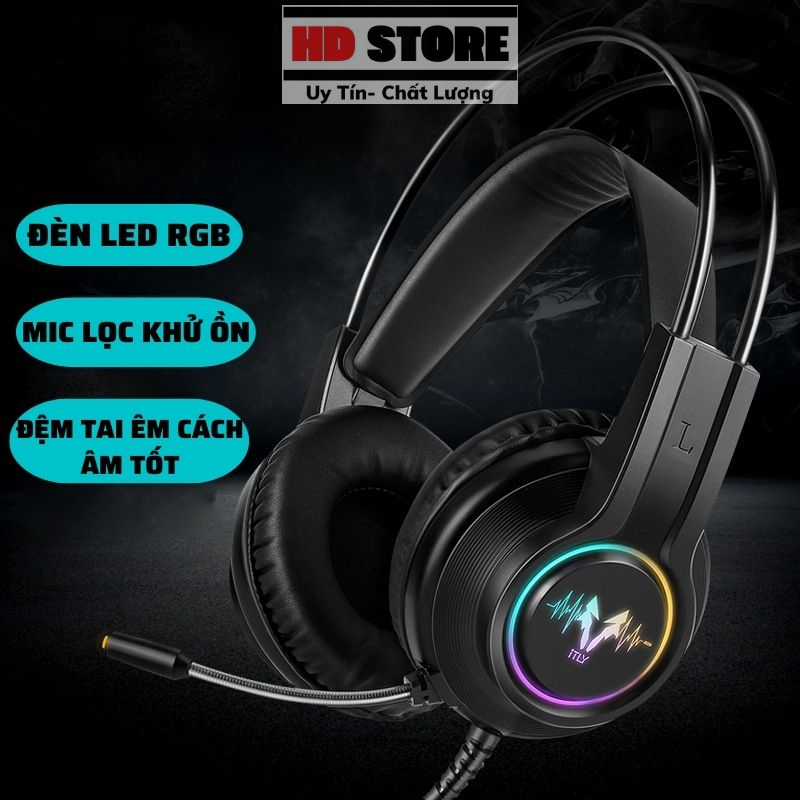 Tai nghe Gaming chụp tai CAPTAIN có đèn Led và Mic, tai nghe chụp, headphone cho PC, lap, điện thoại