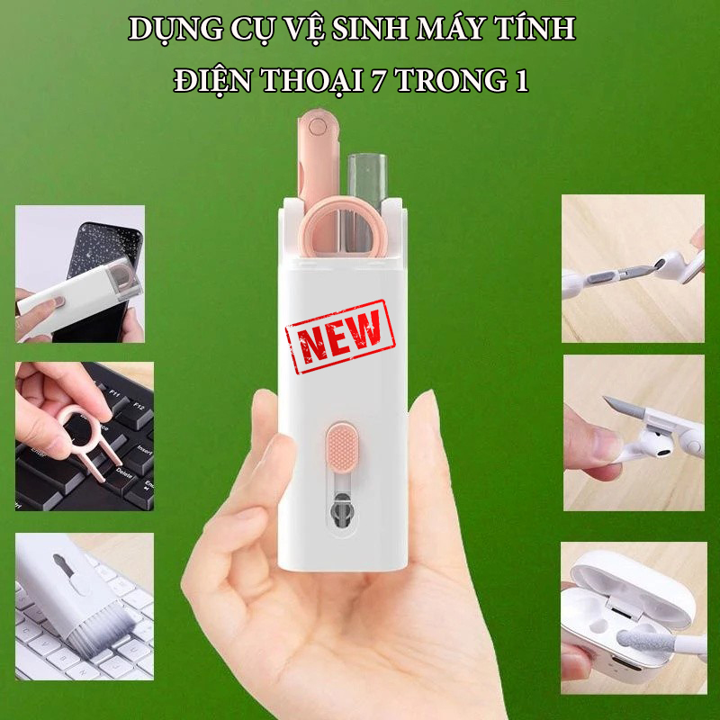 [Giá sỉ siêu sốc giảm 9%] Bộ dụng cụ vệ sinh máy tính điện thoại đa năng 7 trong 1, dụng cụ làm sạch tai nghe, bàn phím tiện lợi, bộ vệ sinh máy tính, vệ sinh máy tính bằng dung dịch Hukey Nano an toàn