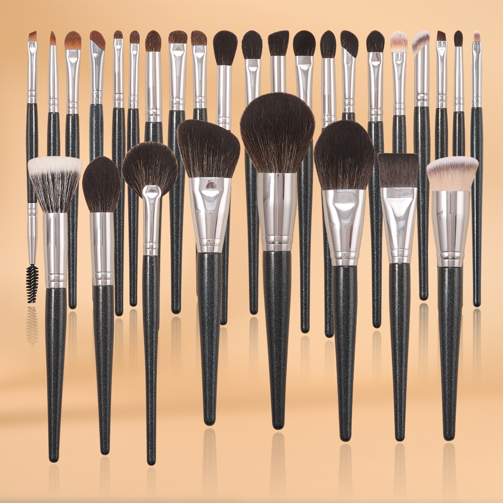 OVW 1 PCS Makeup Brushes Set Premium Synthetic Powder Foundation Highlight Concealer Eyeshadow Blending Eyebrow Liner Spoolie Brush Set Black 29 PCS