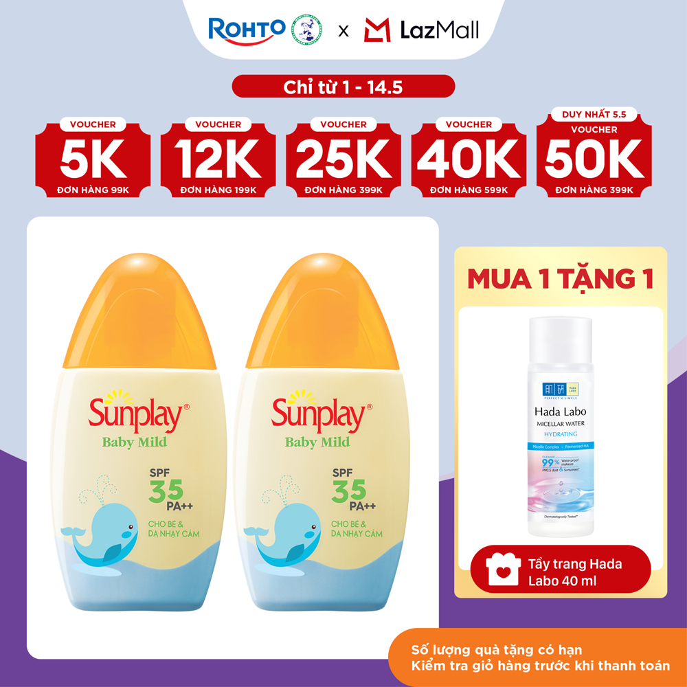 [VB] Bộ 2 kem chống nắng Sunplay cho bé từ 6 tháng tuổi và da nhạy cảm, dạng sữa Sunplay Baby Mild SPF 35, PA++ 30g