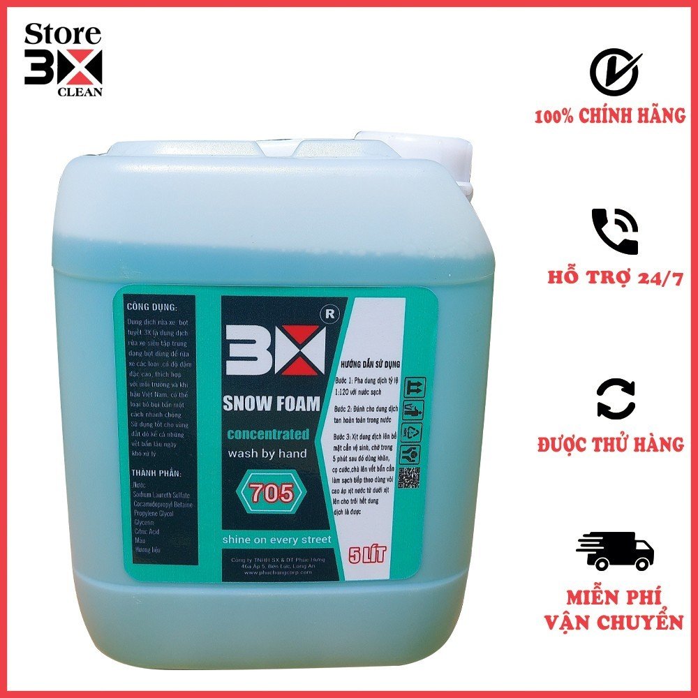 Can bọt tuyết rửa xe đậm đặc 3x 705 5 lít
