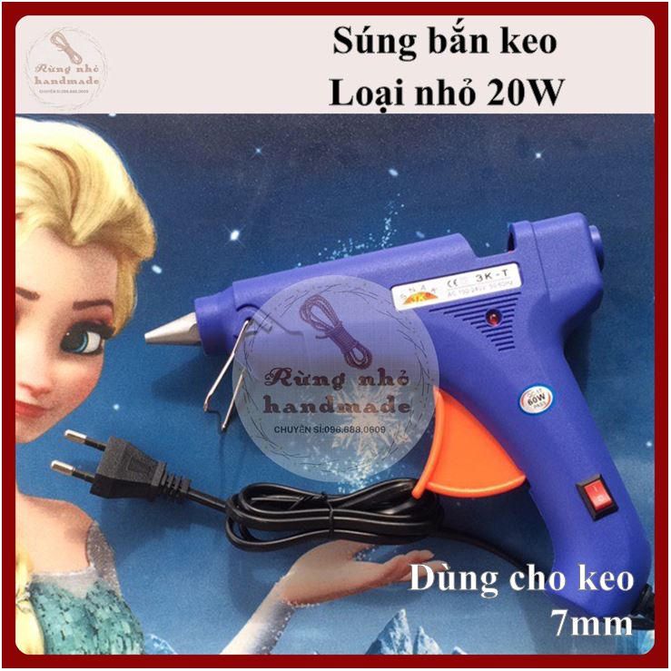 Súng bắn keo silicon, súng bắn keo nhỏ 20w, dùng cho keo nến 7mm, làm đồ cào móng mèo, handmade, decor, trang trí