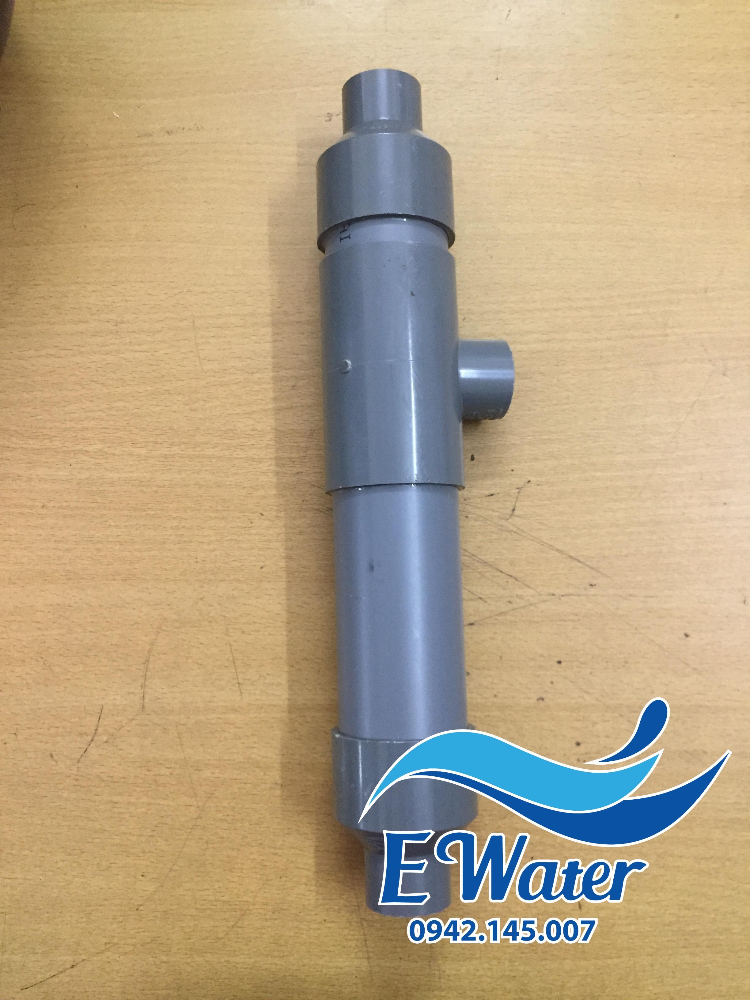 Bộ Ejector trộn khí oxy xử lý nước giếng khoan đường nước vào D34, đường kính thân D60 PVC - Ewater