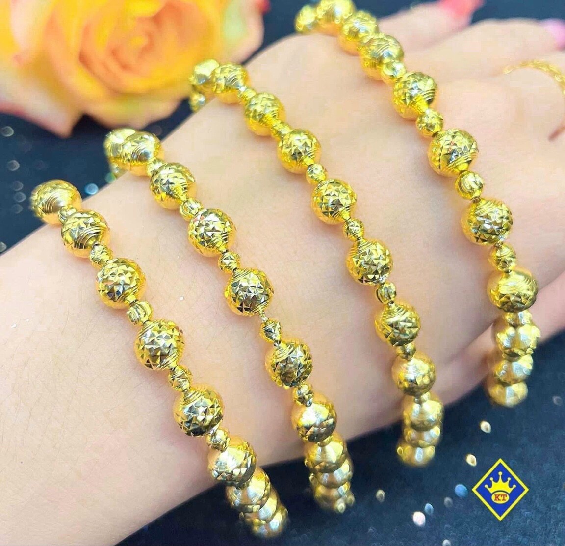 Lắc tay vàng non 24k, vòng tay mạ vàng 18k, lắc tay nữ đẹp bạc Ý mạ vàng siêu sang trọng Trang sức GADO VT473 - CAM KẾT KHÔNG ĐEN