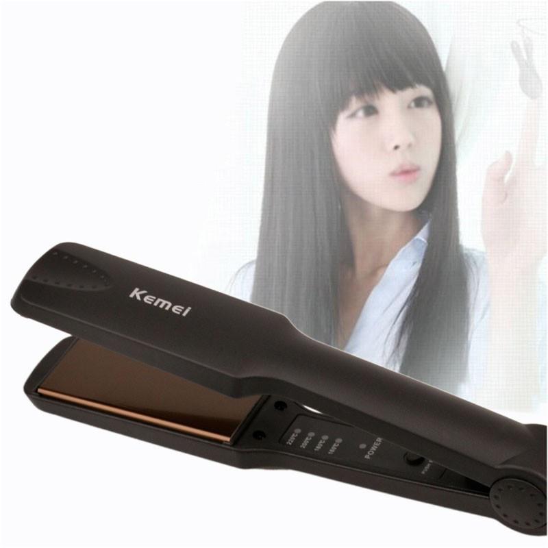 Máy là tóc bản to thông khí 4 mức nhiệt kemei pro km329 hap1344