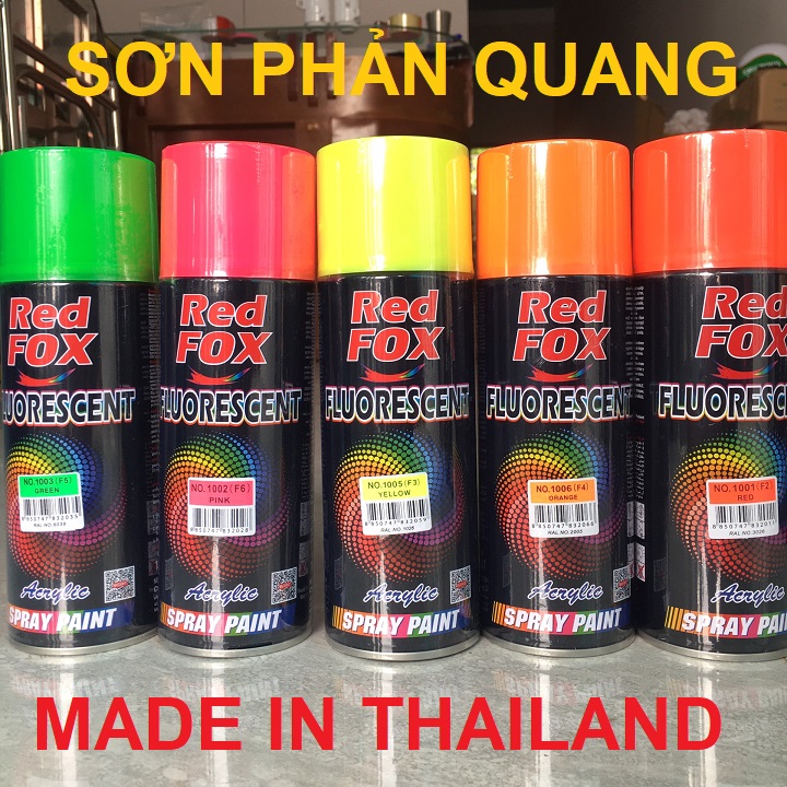 Sơn xịt phản quang redfox nhập khẩu thái lan, sơn xịt chất lượng cao 5 màu lựa chọn