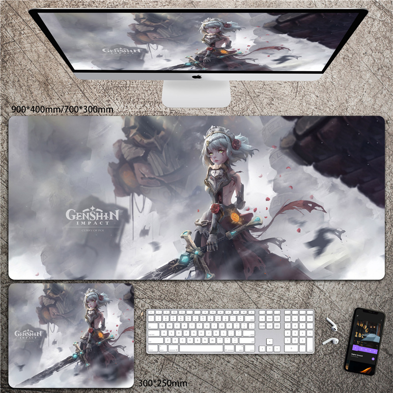 Lót chuột Genshin Impact size to dày 3mm Lôi thần Kazuha Zhongli Hutao Xiao Ayaka Ganyu Eula Bàn di chuột Game Pad