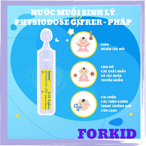 [FREESHIP] Nước muối sinh lý Fysoline Gifrer Pháp tép xanh, tép vàng FK06 giúp trẻ giảm ngạt mũi, vệ sinh mũi họng, hộp 20 ống