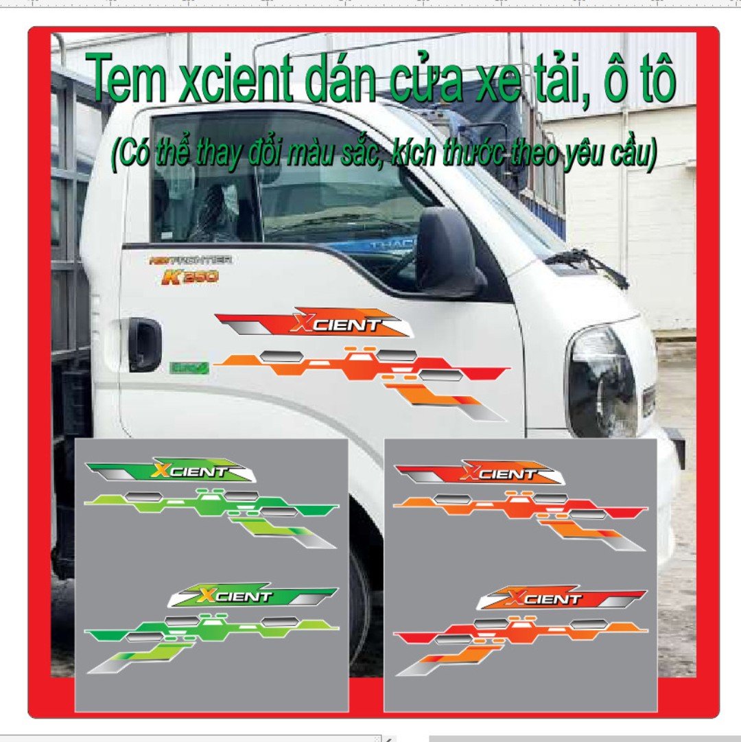 Tem xcient, tem decal xe tải