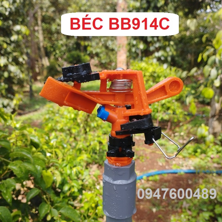 Béc tưới phun mưa cánh đập ren ngoài phi 21 chỉnh góc bb-914c, bán kính tưới từ 6,5m đến 12m