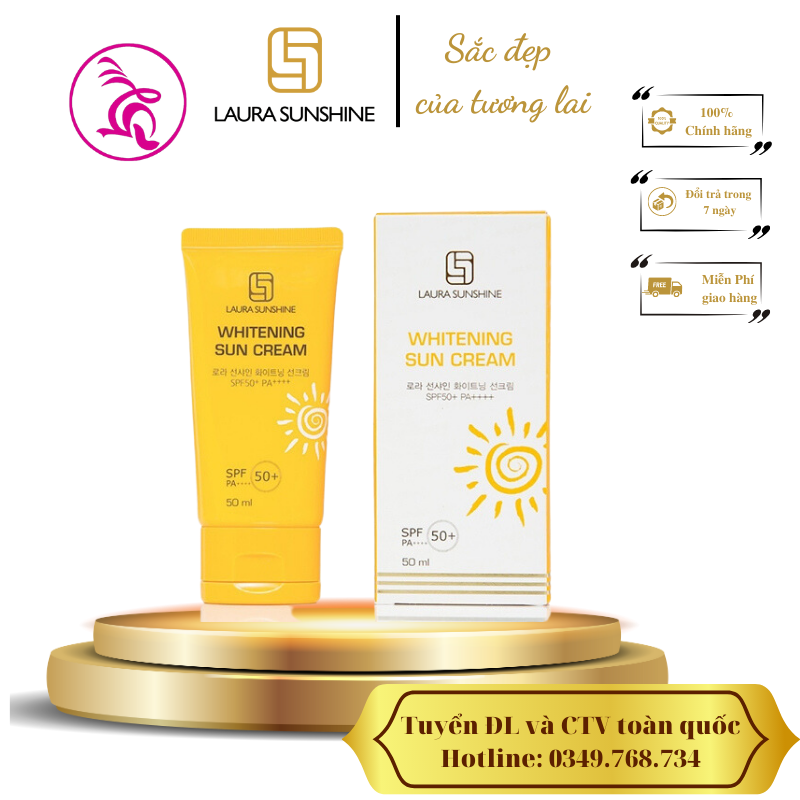 Kem chống nắng trắng da Laura Sunshine Whitening Sun Cream Spf50+ Pa++++ chống nắng vàng Nhật Kim Anh 50ml
