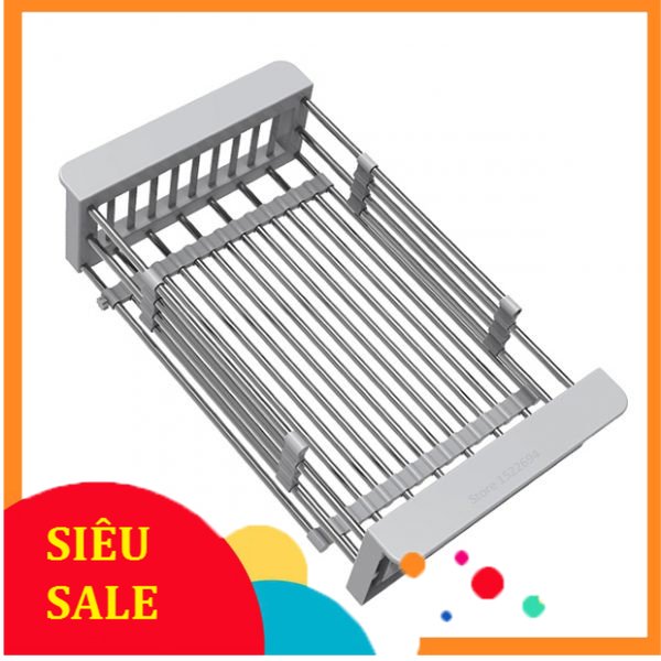 Rổ inox rút gọn để bồn rửa chén, rổ inox đa năng đặt chậu rửa chén