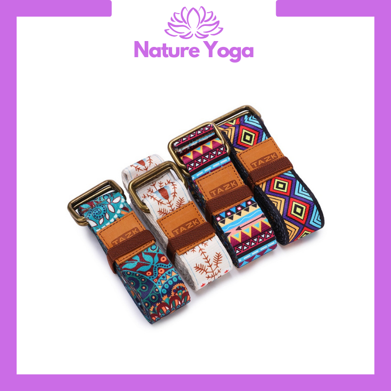 Dây Tập Yoga NATURE YOGA  Hoa Văn Cao Cấp 1,83m Và 2m5 – Yoga Straps