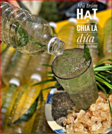 Sét nguyên liệu Mũ Trôm lá dứa Hạt Chia nấu được 6 lít thanh nhiệt mát gan đẹp da