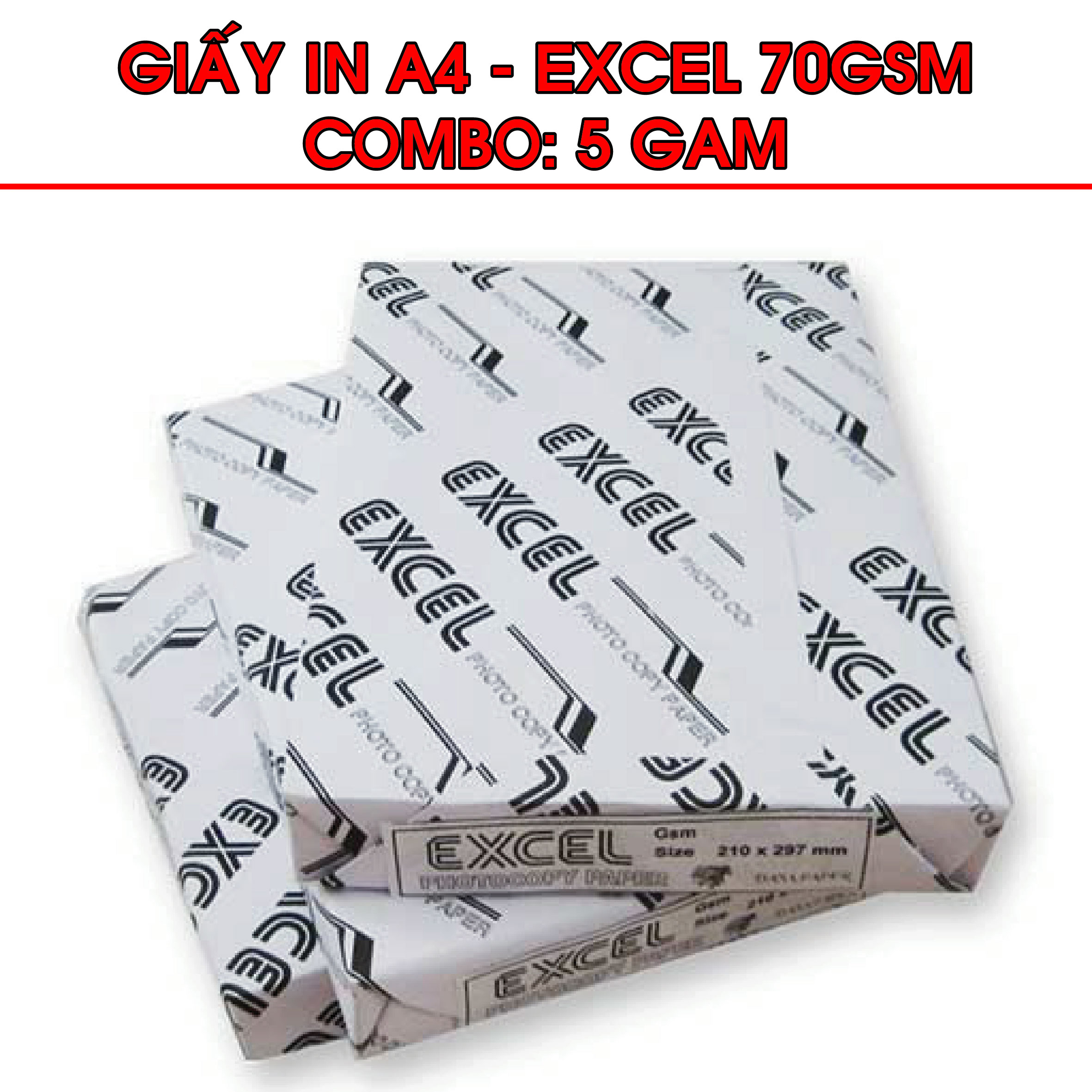 [HCM]1 Gam Giấy Excel A5 70gsm (400 tờ) bề mặt giấy mịn thích hợp in các giấy tờ văn phòng in đơn hàng - Giấy in Excel giá rẽ