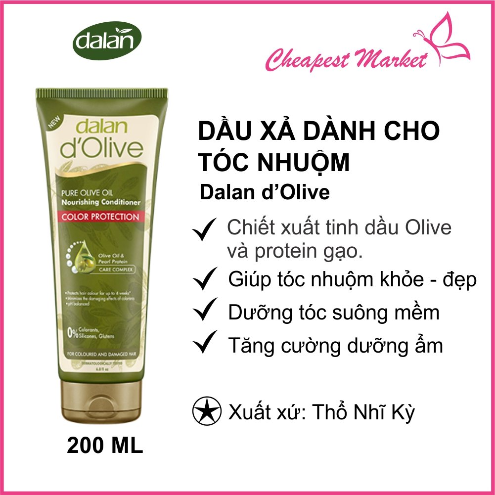 Dầu Xả Olive Cho Tóc Nhuộm Dalan D'Olive Conditioner Nutrition Color Protection 200ml