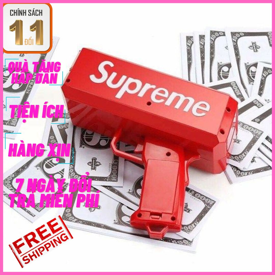 Máy Bắn Tiền Đồ Chơi Party Supreme Money Full Box Hàng Chuẩn Đẹp + Tặng Kèm 100 Tờ Dollar, đồ chơi bắn tiền, đồ chơi tiệc tùng