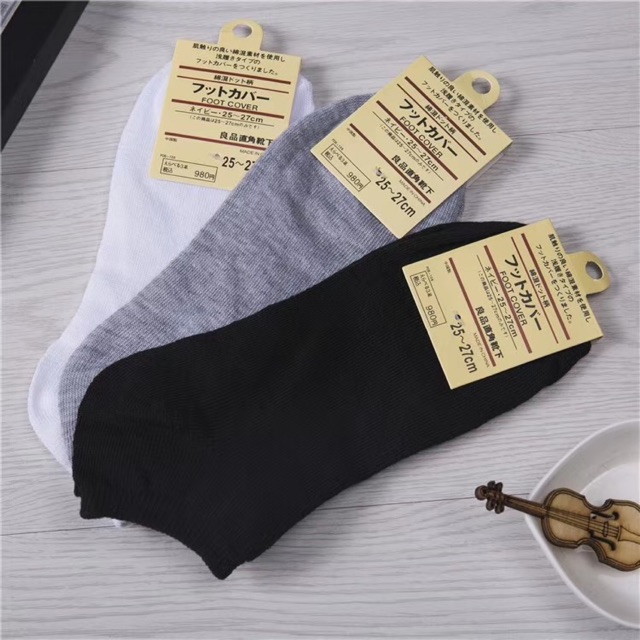 Tất Vớ Trơn Cổ Ngắn Nam Nữ cotton 100%, thấm hút mồ hôi, kháng khuẩn
