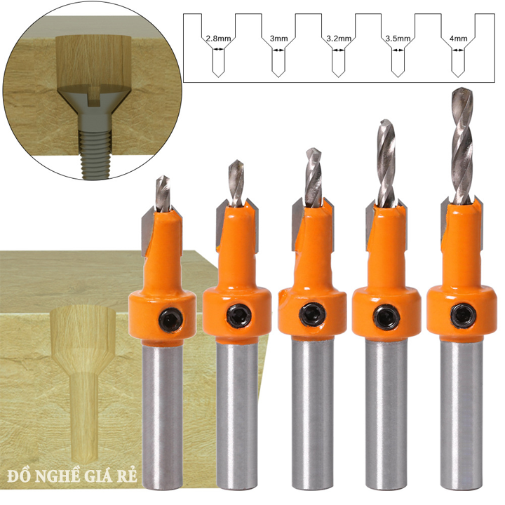 Bộ mũi khoan âm vít Mũi khoan gỗ 2 tầng cao cấp Chuyên bắt vít âm gỗ