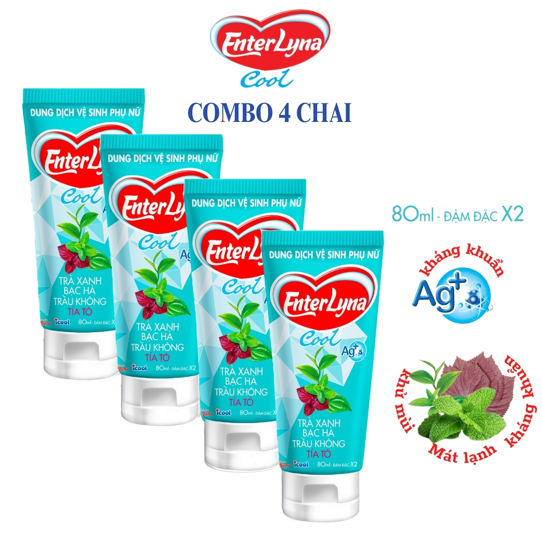 Dung dịch vệ sinh EnterLyna Cool 80ml. Dung dịch vệ sinh phụ nữ Nước rửa phụ khoa dung dịch vệ sinh vùng kín Dung Dịch Vệ Sinh chiết xuất lá trầu Không Bạc Hà EnterLyna Cool DDVS nam nữ