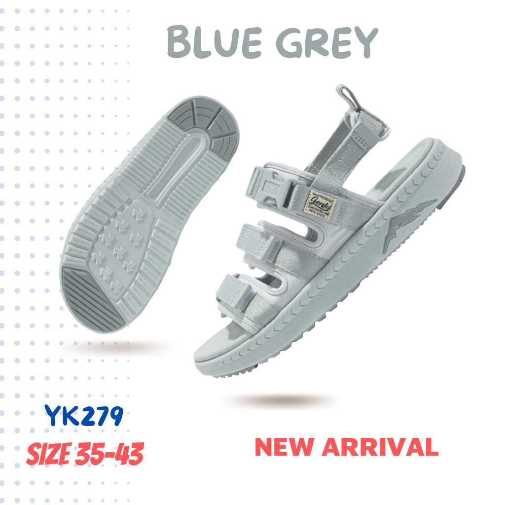 Giày sandal nam nữ genki màu xanh xám quai ngang thể thao xanh xám chính hãng streetstyle yk279