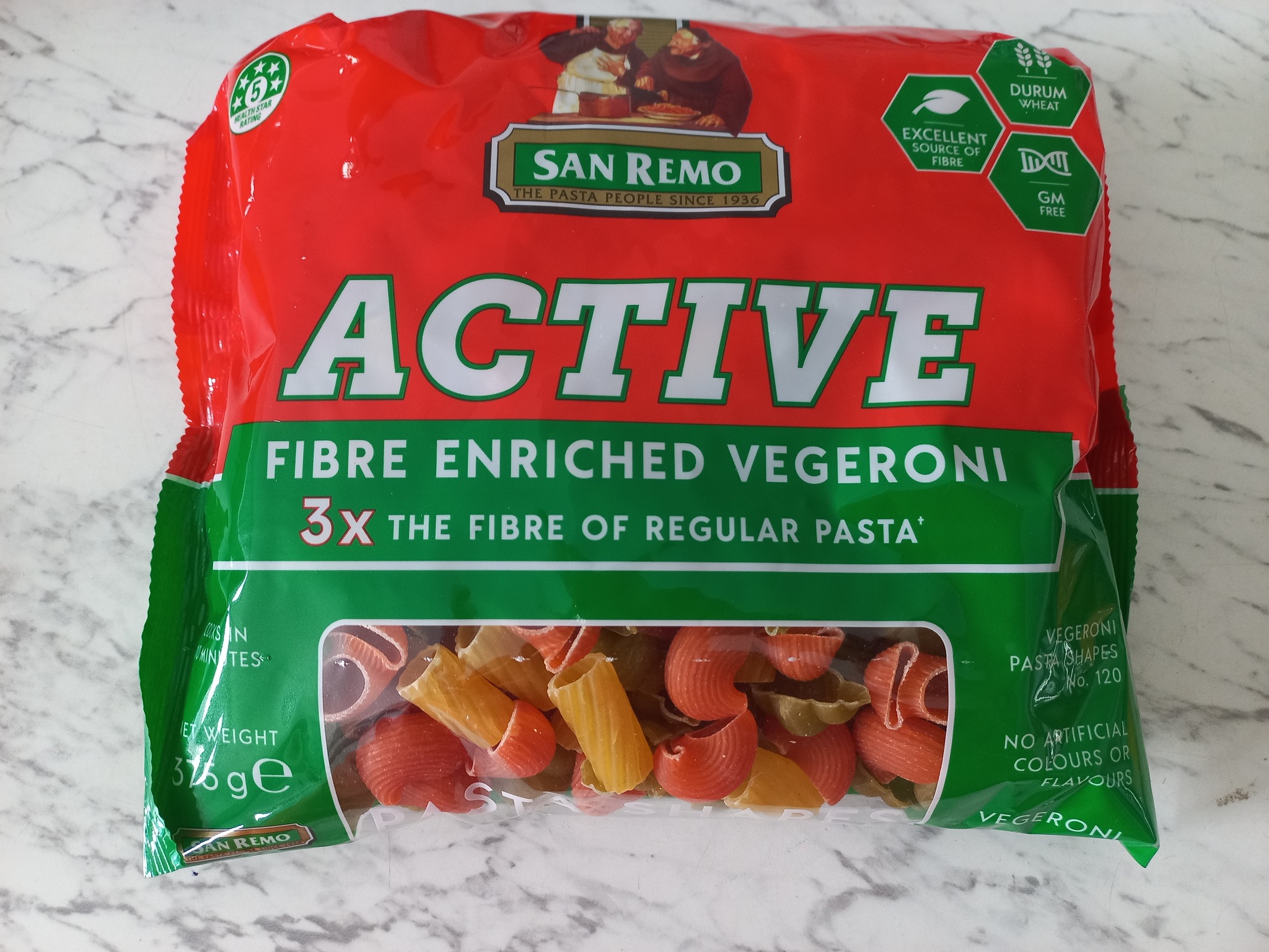 Nui rau củ San Remo 375g  Vegeroni Pasta Shapes