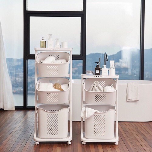 Kệ plastic di động 2 tầng, 3 tầng; có bánh xe