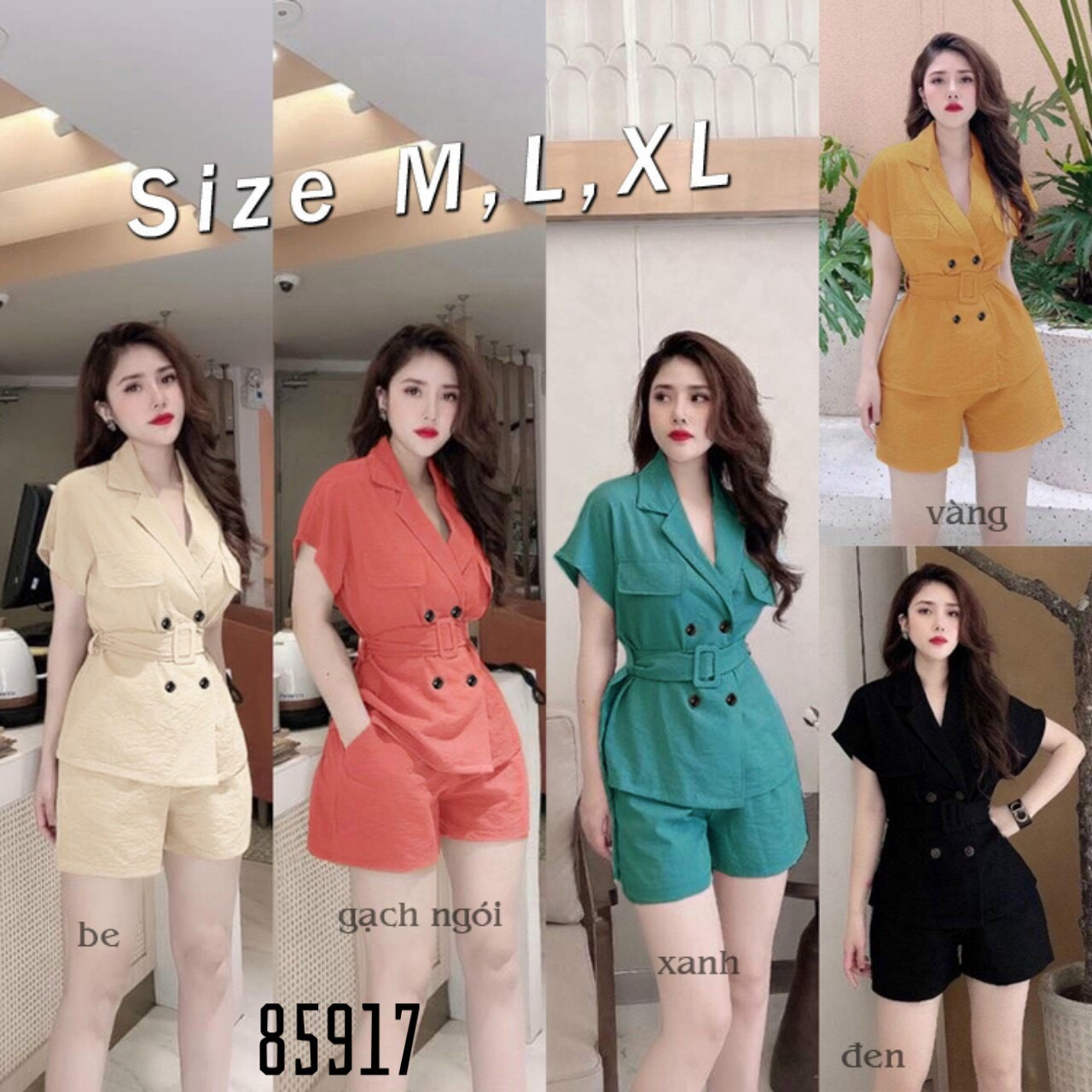 Set vest đũi nhật phối nút to mặc tôn dáng cực sang chảnh hhp