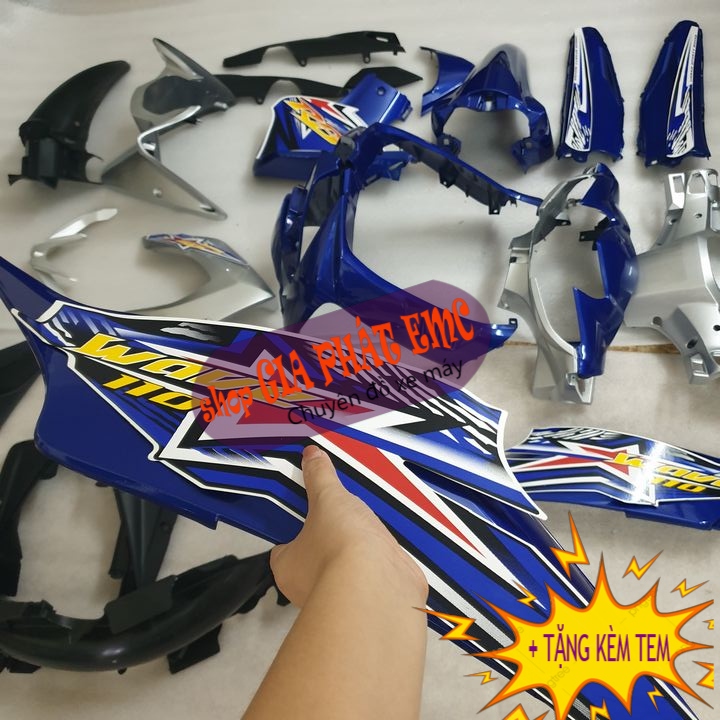 [ Tặng tem BẠN ƠI ] Dàn áo xe Wave RSX màu XANH TÍM THAN ,cao cấp - bền đẹp