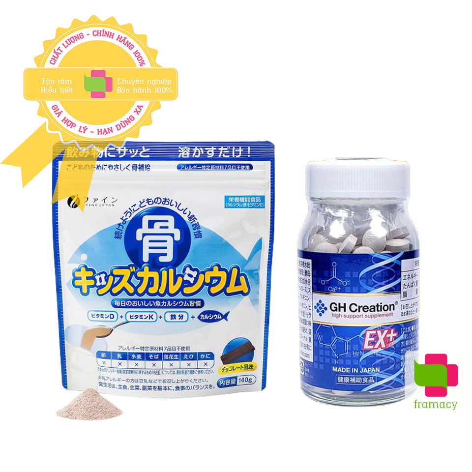 Canxi xương cá tuyết/Tăng chiều cao Bone's Calcium for Kids/GH Creation, Nhật Bản (140g/270v)