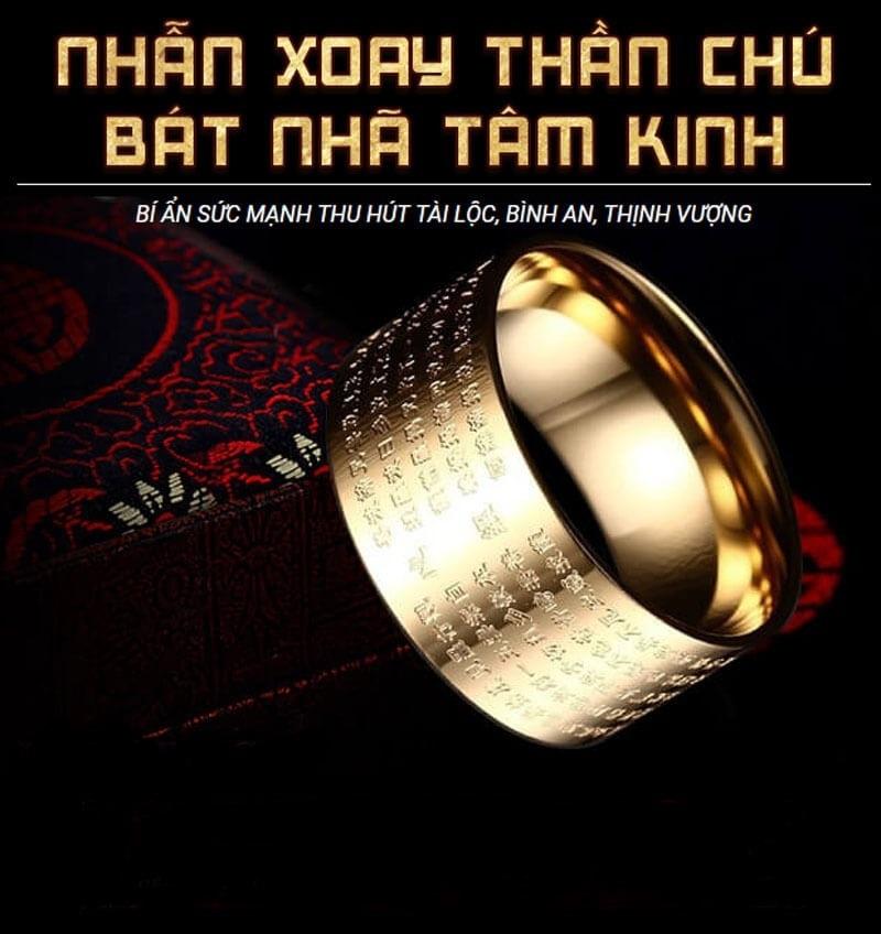 Nhẫn Xoay 360 Bát Nhã Tâm Kinh - Hút Tài Lộc - An Khang - Thịnh Vượng