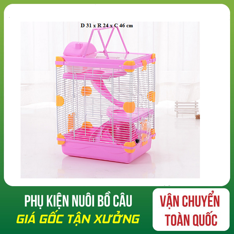 [HOÀN TIỀN 10%][RẺ VÔ ĐỊCH]Lồng hamster 3 tầng 31 x 24 x 45cm nắp mica sang trọng