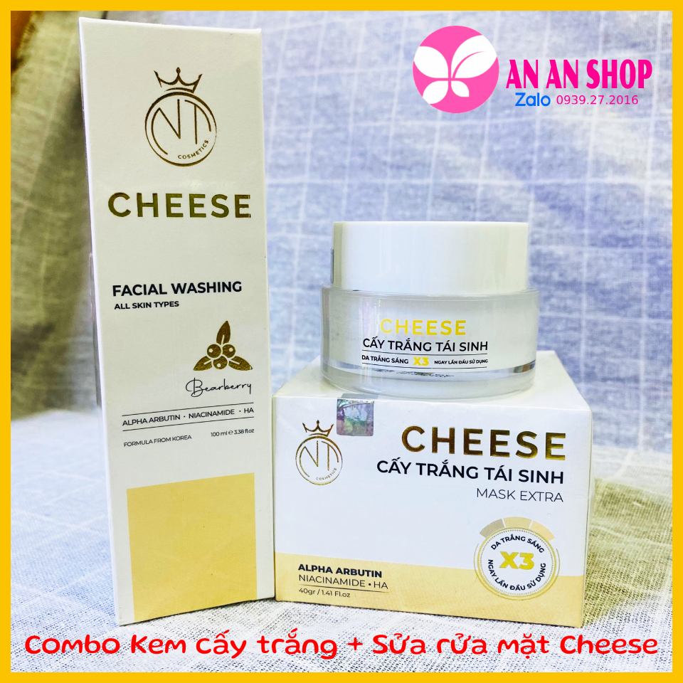 Combo Cấy trắng Tái Sinh Cheese 40gr + Sữa rửa mặt Cheese - Hàng chính hãng