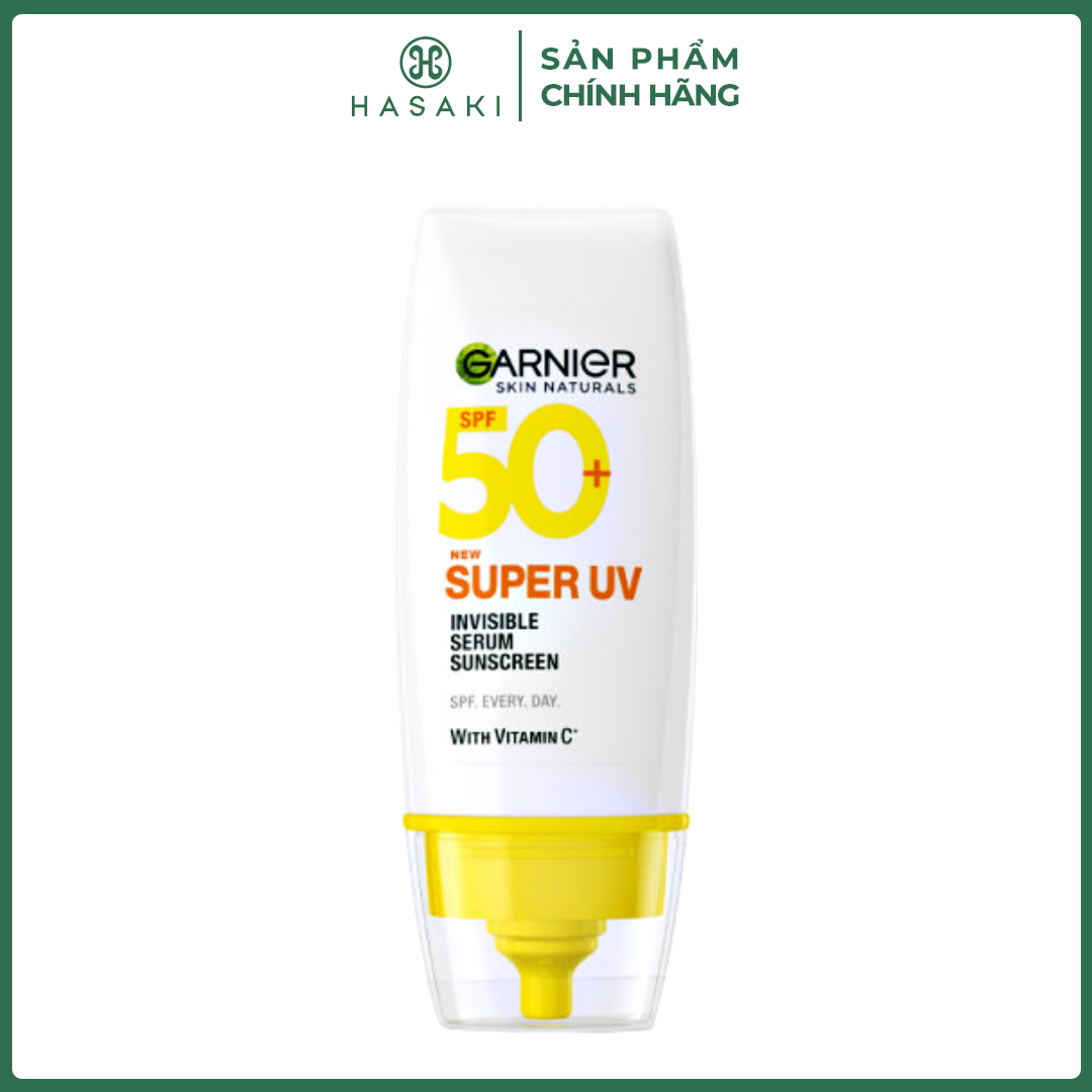  Serum Chống Nắng Garnier Mỏng Nhẹ Bảo Vệ Tối Ưu 30ml Super UV Invisible Serum Sunscreen SPF50+ PA++++ Hasaki Sản Phẩm Chính Hãng 
