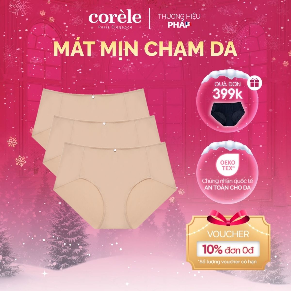 QUẦN LÓT NỮ MẶC ÁO DÀI Corèle 02156B lưng vừa thun lạnh cao cấp - chuẩn an toàn quốc tế OEKO-TEX