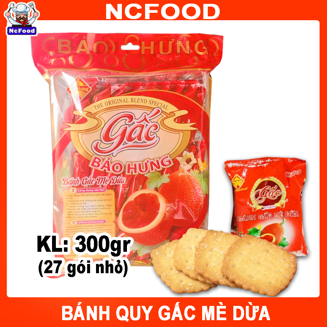 Bánh Quy Gấc Mè Dừa 300gr (27 cái)