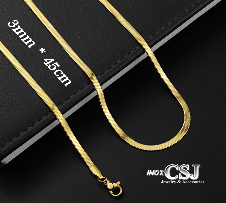 DÂY CHUYỀN MÌ DẸP INOX 3LY MẠ VÀNG D021