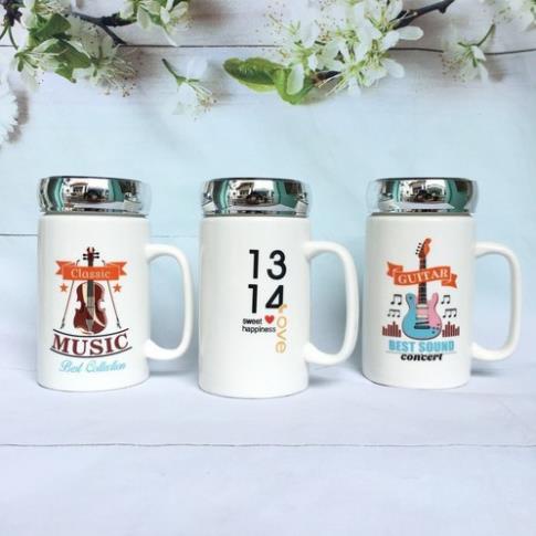 Ly, cốc sứ giữ nhiệt nắp tráng gương 400ml