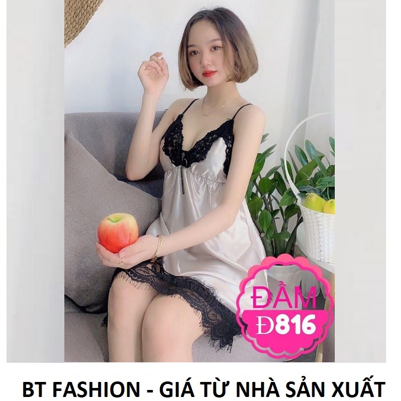Đầm Ngủ Mặc Nhà Quyến Rũ BT Fashion, Video Thật (Phi Bóng - Ren Đen) HD01