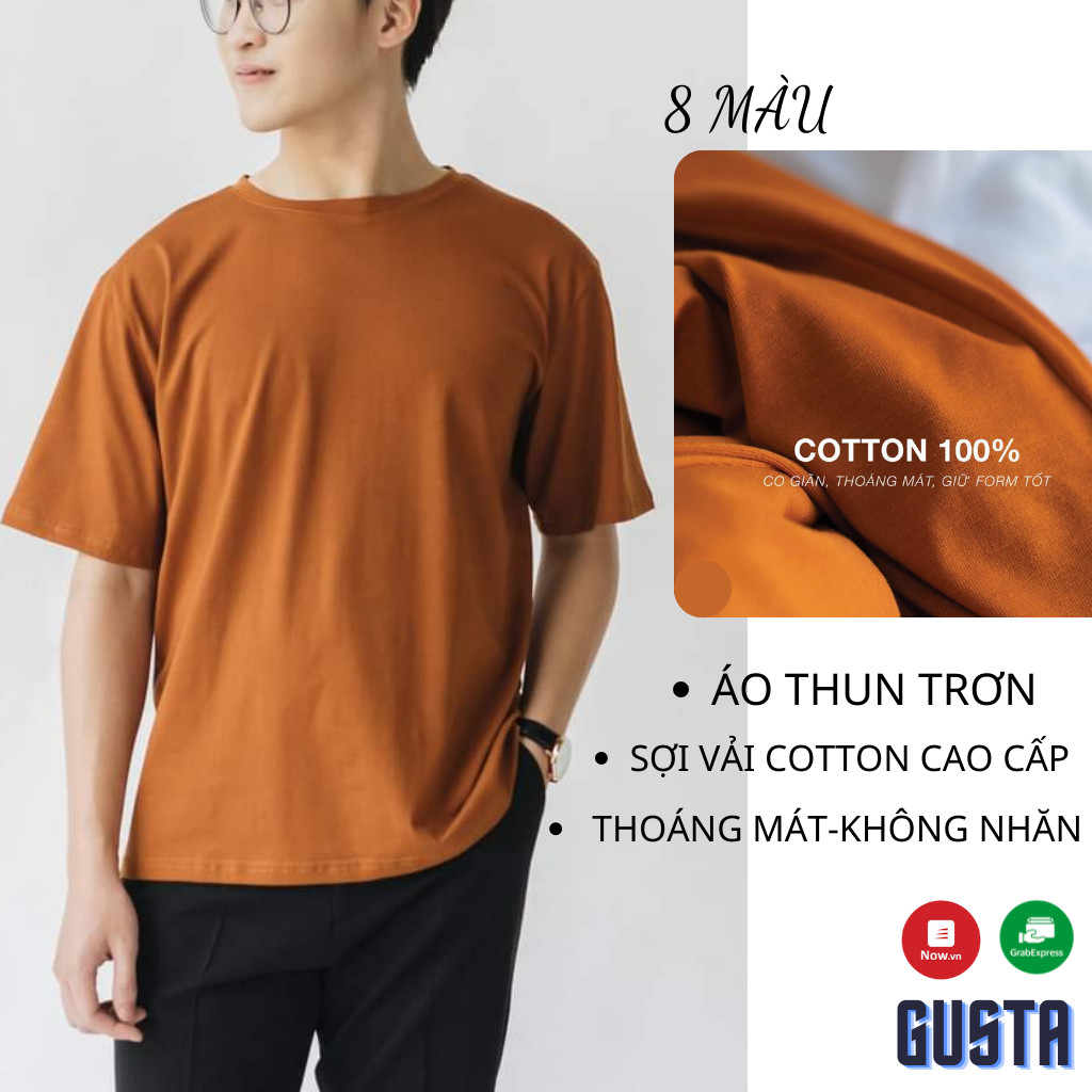 [FOLLOW SHOP GIẢM 20K] [SALE 12/12] [HN] [8 MÀU] Áo Thun Nam Form Rộng Ngắn Tay Nam Trơn Basic 8 Màu Trắng Đen,... Áo Thun Nam From Rộng, Áo Phông Nam Ngắn Tay Nam Cotton Đường May Kỹ Xuất Khẩu - ATGS - GUSTA