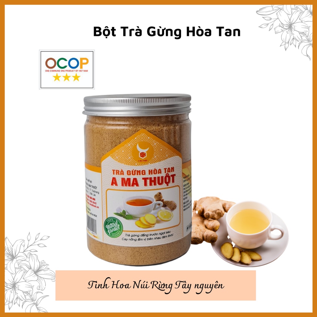 Bột Trà Gừng (Có Đường) A Ma Thuột- Trà Gừng Hòa Tan, Bảo Hành Hàng 1 Năm