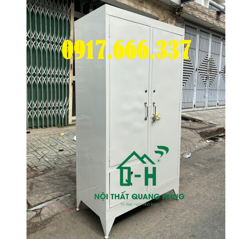 Tủ sắt 2 cánh đựng quần áo không gương cao cấp giao nhanh freeship hcm