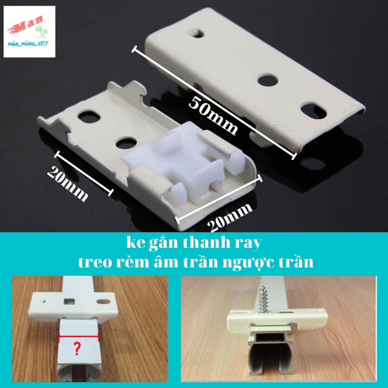 Phụ kiện rèm cửa ke gắn thanh ray treo rèm âm trần ngược trần
