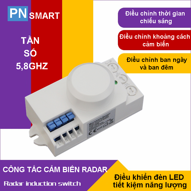 Công tắc cảm biến radar vi sóng, tự động bật tắt đèn khi có người dùng cho hàng lang cầu thang khách sạn